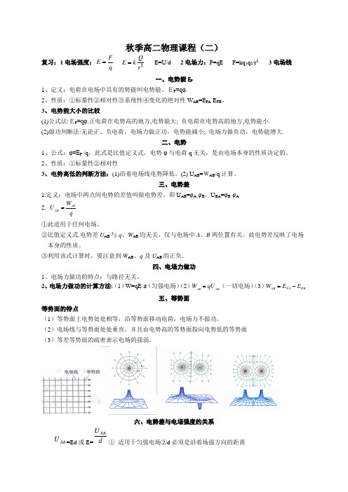 电场2-电势、电势差、电势能、等势面