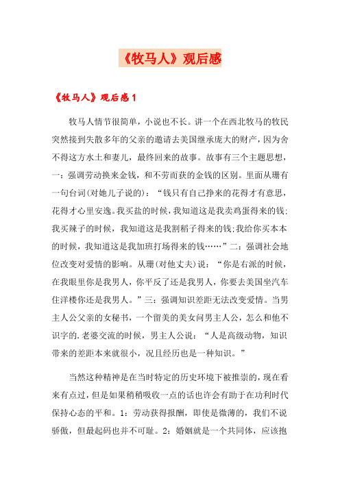 《牧马人》观后感