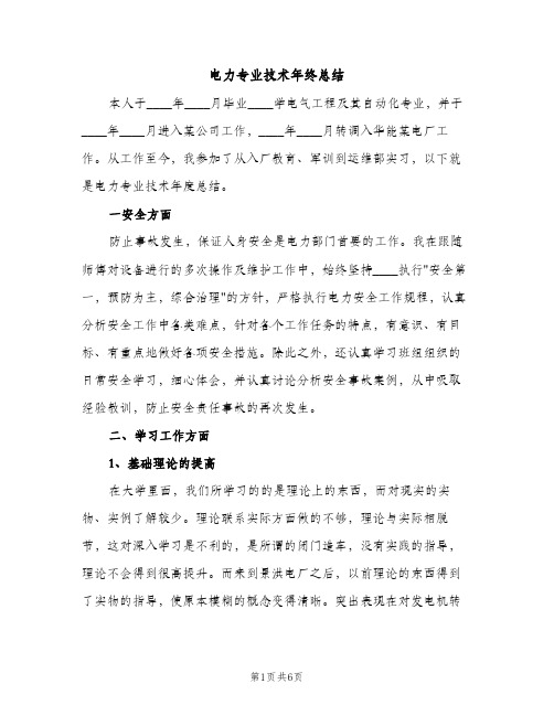 电力专业技术年终总结（2篇）