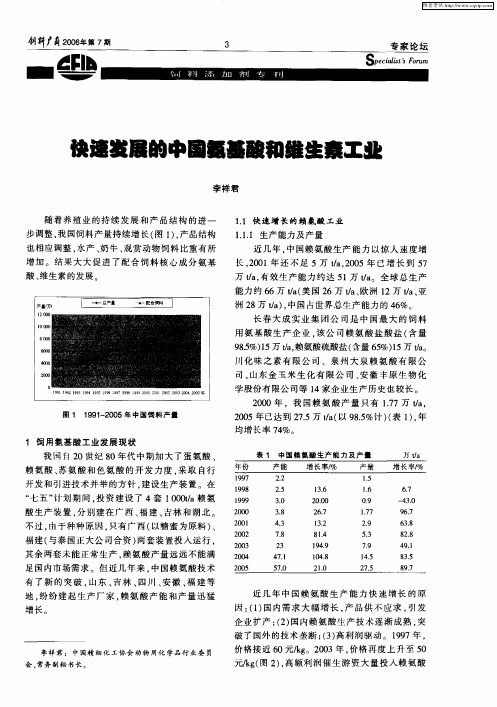 快速发展的中国氨基酸和维生素工业