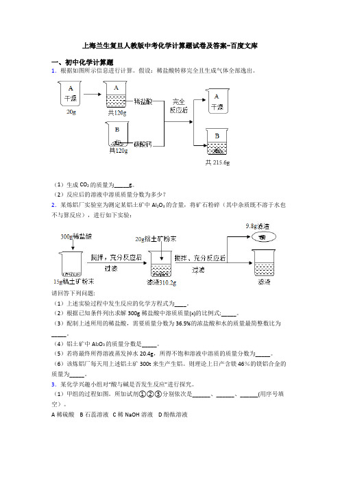 上海兰生复旦人教版中考化学计算题试卷及答案-百度文库