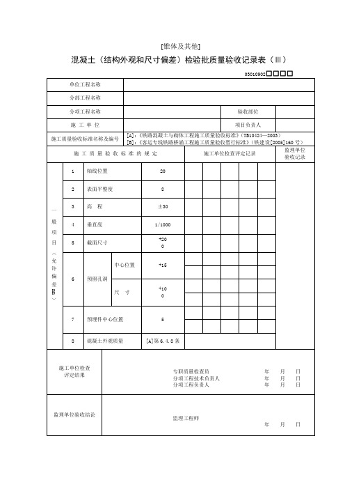 混凝土(结构外观和尺寸偏差)