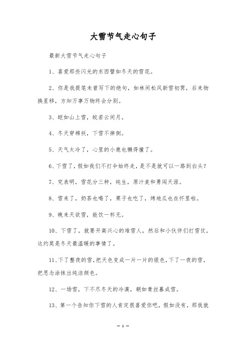 大雪节气走心句子