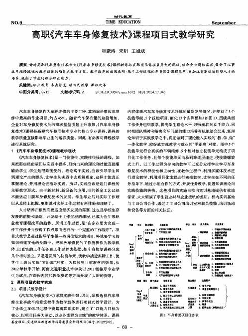高职《汽车车身修复技术》课程项目式教学研究