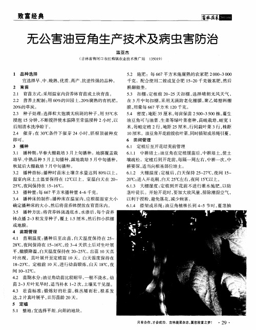 无公害油豆角生产技术及病虫害防治
