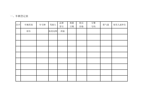 车辆管理表格