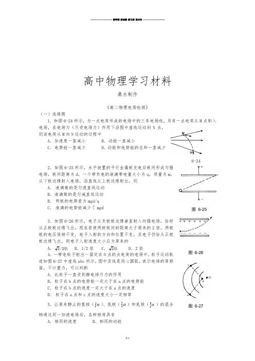 人教版高中物理选修3-1《高二电场检测》.docx
