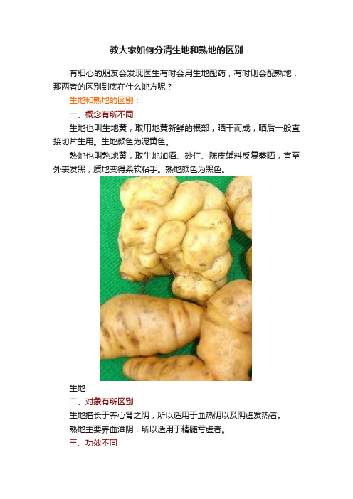 教大家如何分清生地和熟地的区别