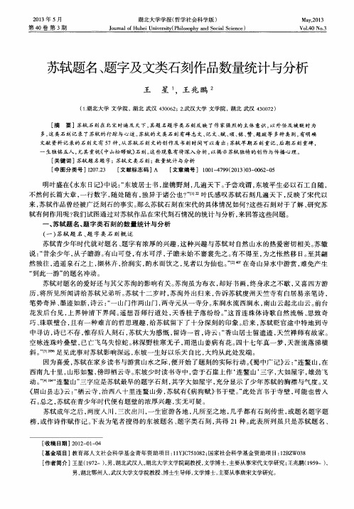 苏轼题名、题字及文类石刻作品数量统计与分析