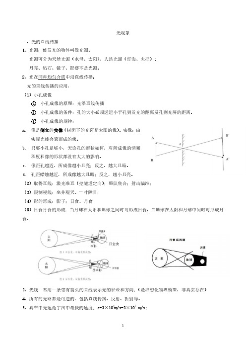 光现象知识点总结(全)