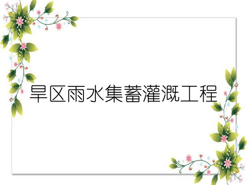 旱区雨水集蓄灌溉工程