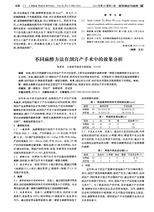 不同麻醉方法在剖宫产手术中的效果分析