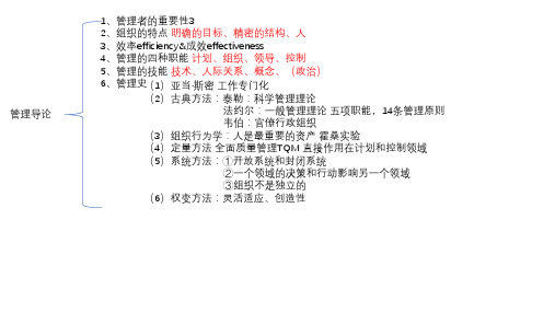 大一期末考管理学原理考点总结