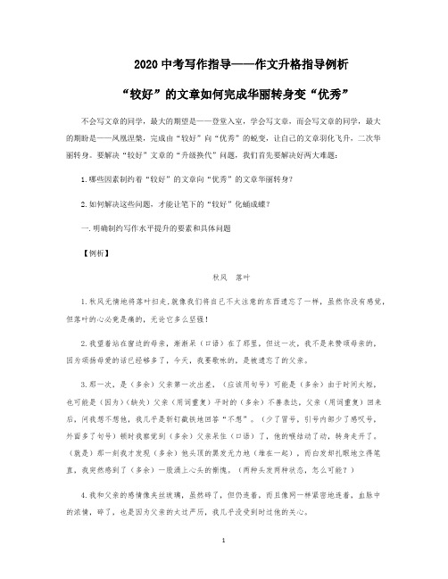 2020中考写作指导——作文升格指导例析