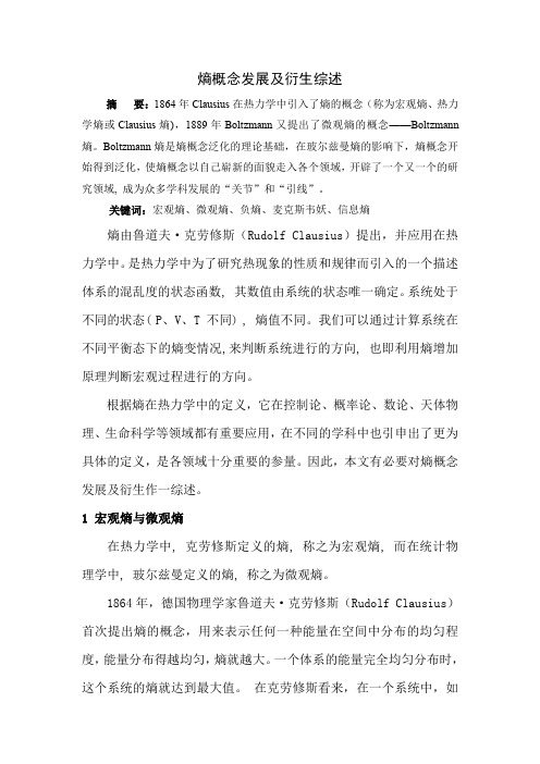 熵概念发展及衍生综述