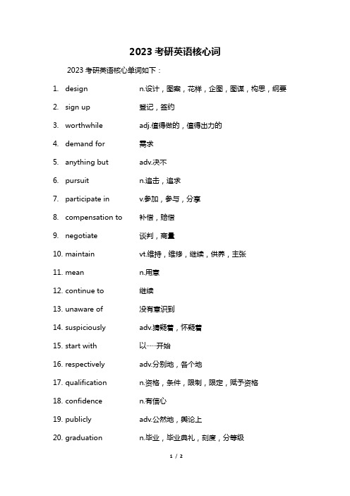 2023考研英语核心词