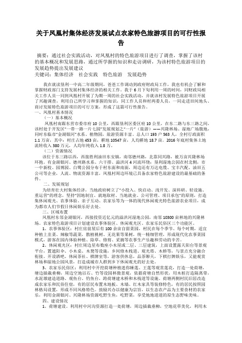 关于凤凰村集体经济发展试点农家特色旅游项目的可行性报告