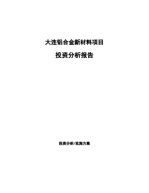 大连铝合金新材料项目投资分析报告