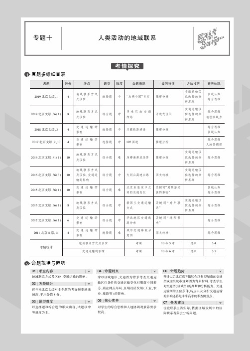 2020届高考地理一轮复习专题十人类活动的地域联系教师用书(PDF,含解析)