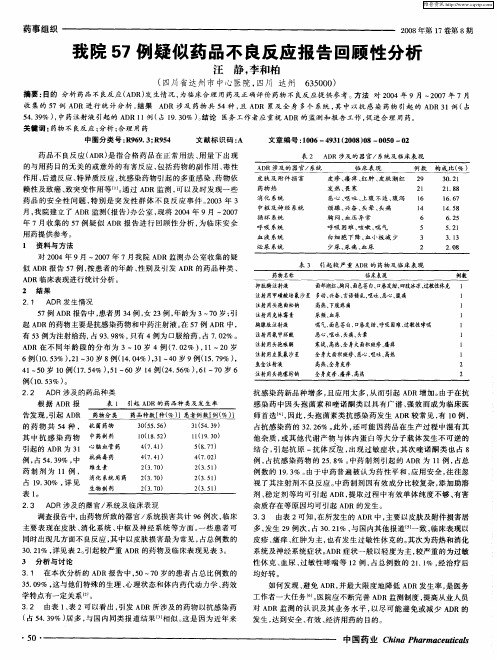 我院57例疑似药品不良反应报告回顾性分析