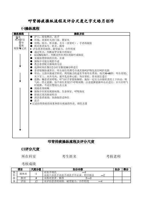 叩背排痰操作流程及评分标准