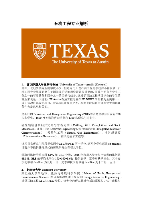 石油工程专业解析(世毕盟留学)