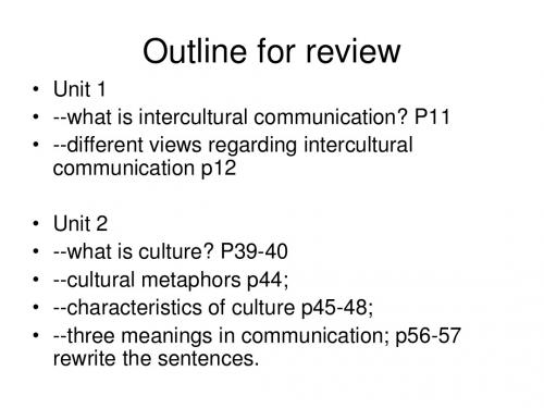 Outline for review