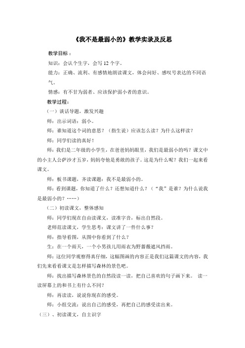 《我不是最弱小的》教学实录