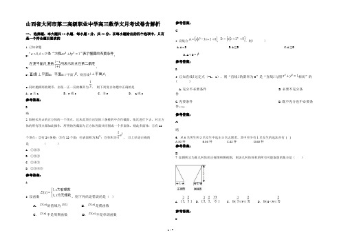 山西省大同市第二高级职业中学高三数学文月考试卷含解析