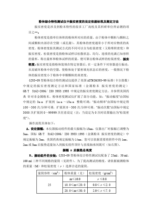 粉体综合特性测试仪中振实密度的设定依据标准及测定方法