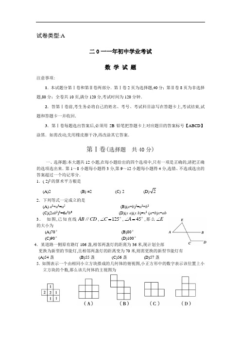 2011年中考山东日照数学试卷及解析