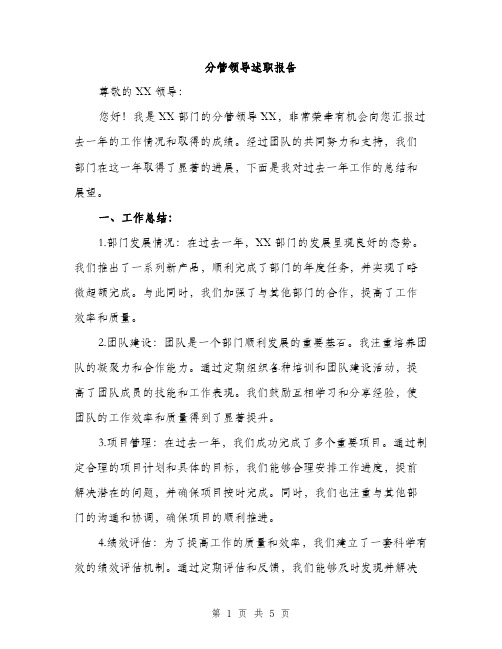 分管领导述职报告（2篇）