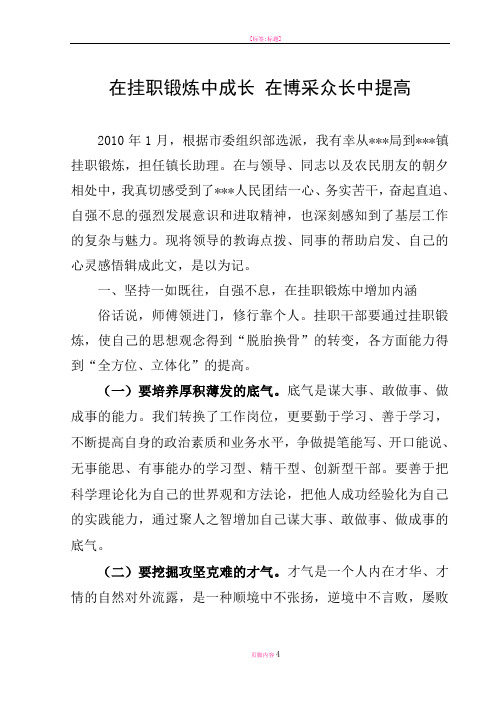 在挂职锻炼中成长-在博采众长中提高