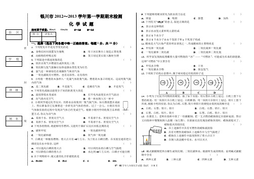 2012--2013第一学期九年级化学试卷 - 副本
