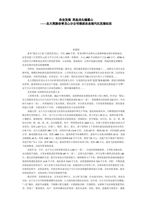 北大荒股份推进农业现代化发展纪实