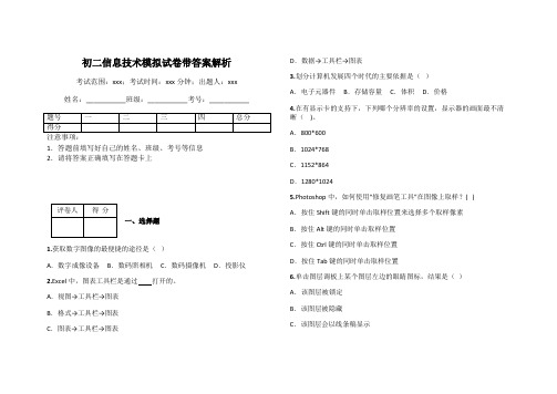 初二信息技术模拟试卷带答案解析