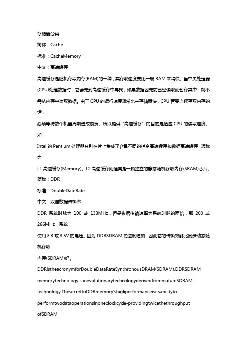 内存芯片分类