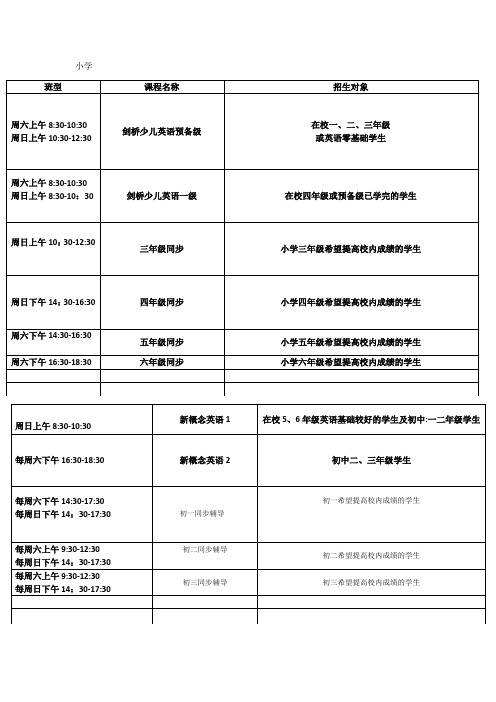 周末上课安排
