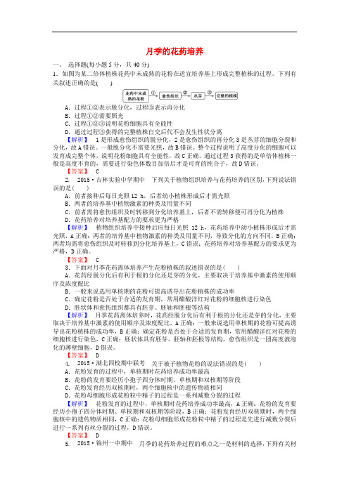 高中生物 3.2 月季的花药培养课后作业 新人教版选修1