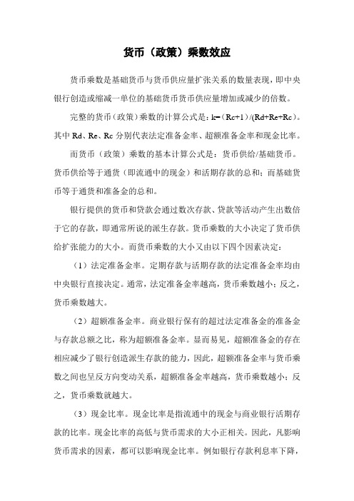 货币(政策)乘数效应