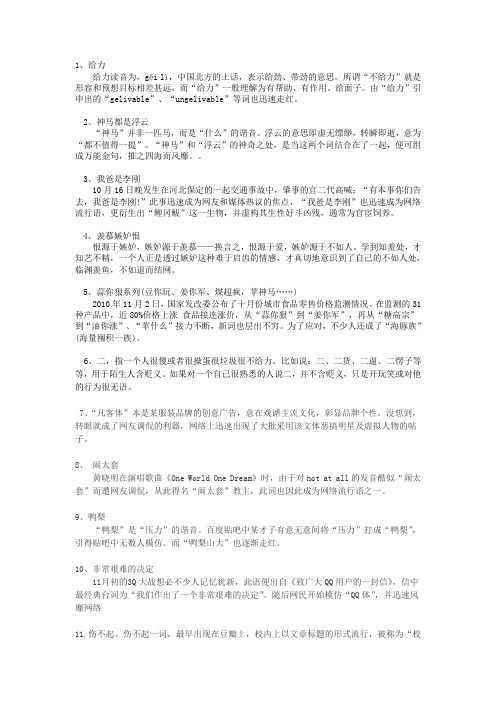 自-今年网络流行语解读 