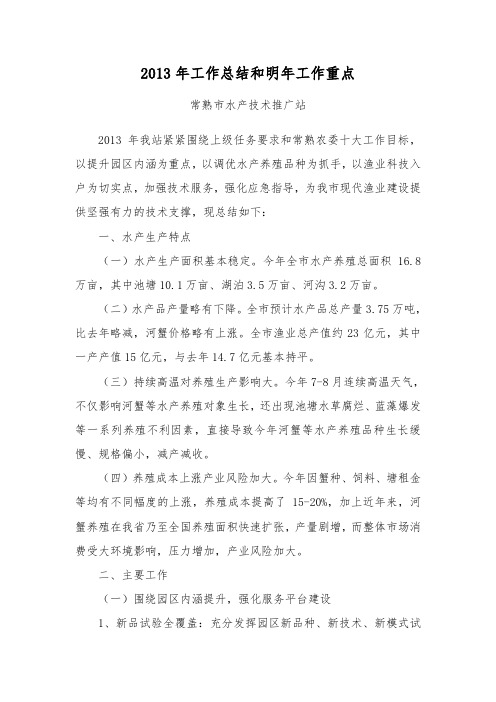 2013年工作总结和明年工作重点 .doc