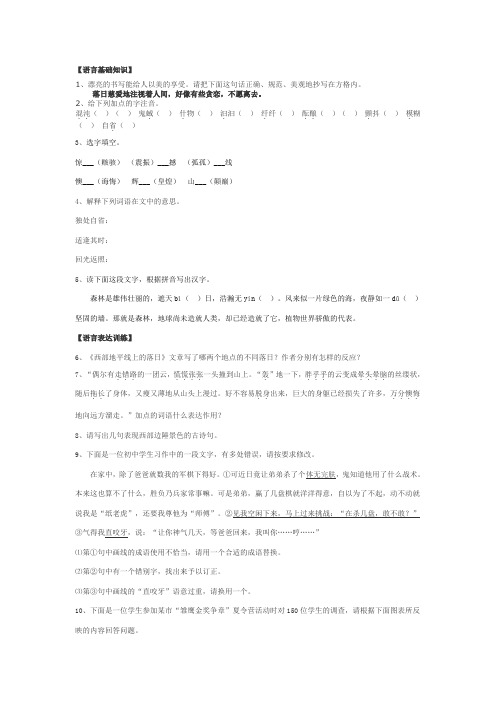 西部地平线上的落日