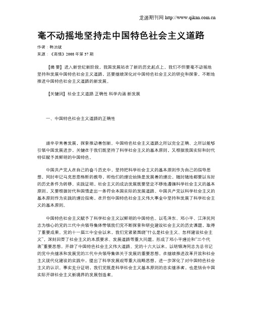毫不动摇地坚持走中国特色社会主义道路