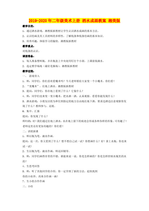 2019-2020年二年级美术上册 洒水成画教案 湘美版
