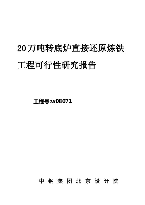 甲级设计院20万吨转底炉直接还原炼铁可研报告