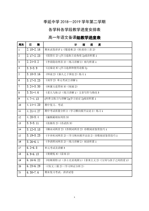 季延中学2018—2019学年第二学期