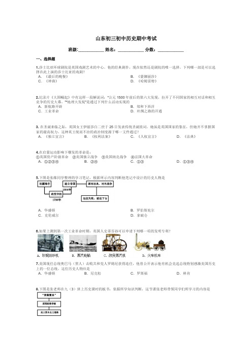 山东初三初中历史期中考试带答案解析
