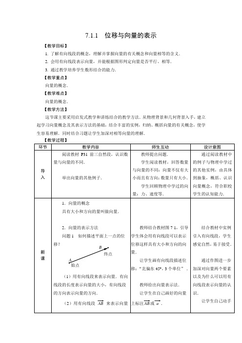 [精品]人教版中职数学教案-第七章--平面向量[9份教案]