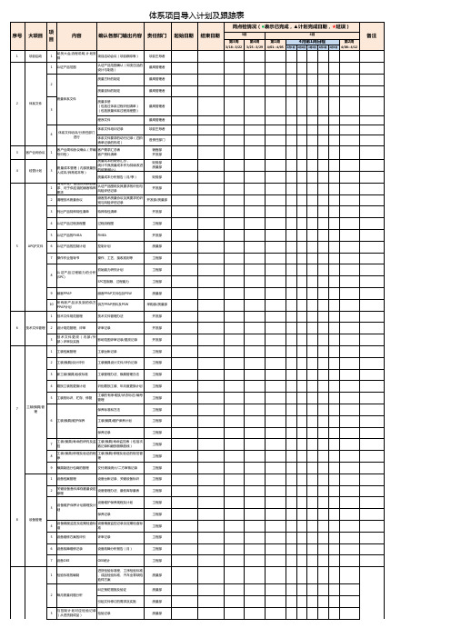 体系项目导入计划及跟踪表